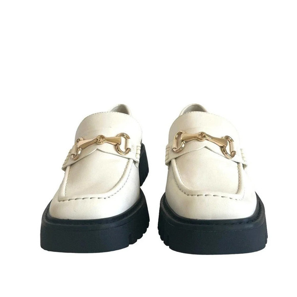 Open Edit Nordstrom Heather Platform Bit Loafer (Women) Ivory leather size 7 New - Picture 7 of 14